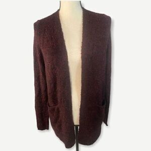 BP Boucle Open Front Cardigan Burgundy Small